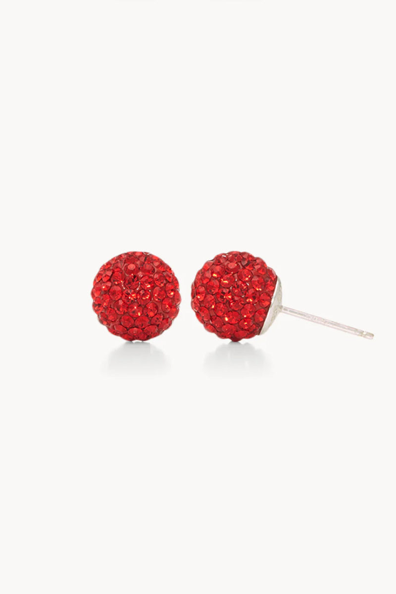 10mm Sparkle Ball Earrings - Red - RED