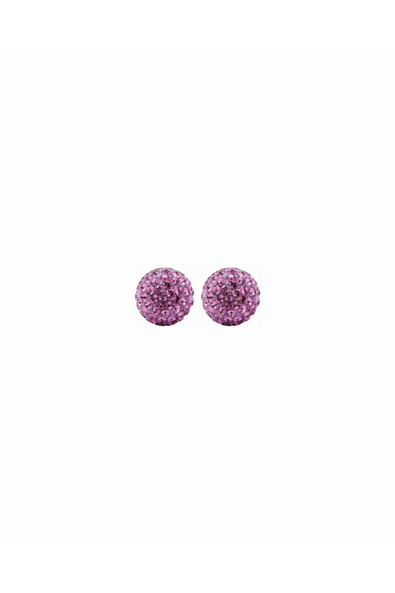 6mm Sparkle Ball Earrings - Amethyst Crystal - PUR