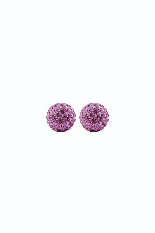 8mm Sparkle Ball Earrings - Amethyst Crystal - PUR