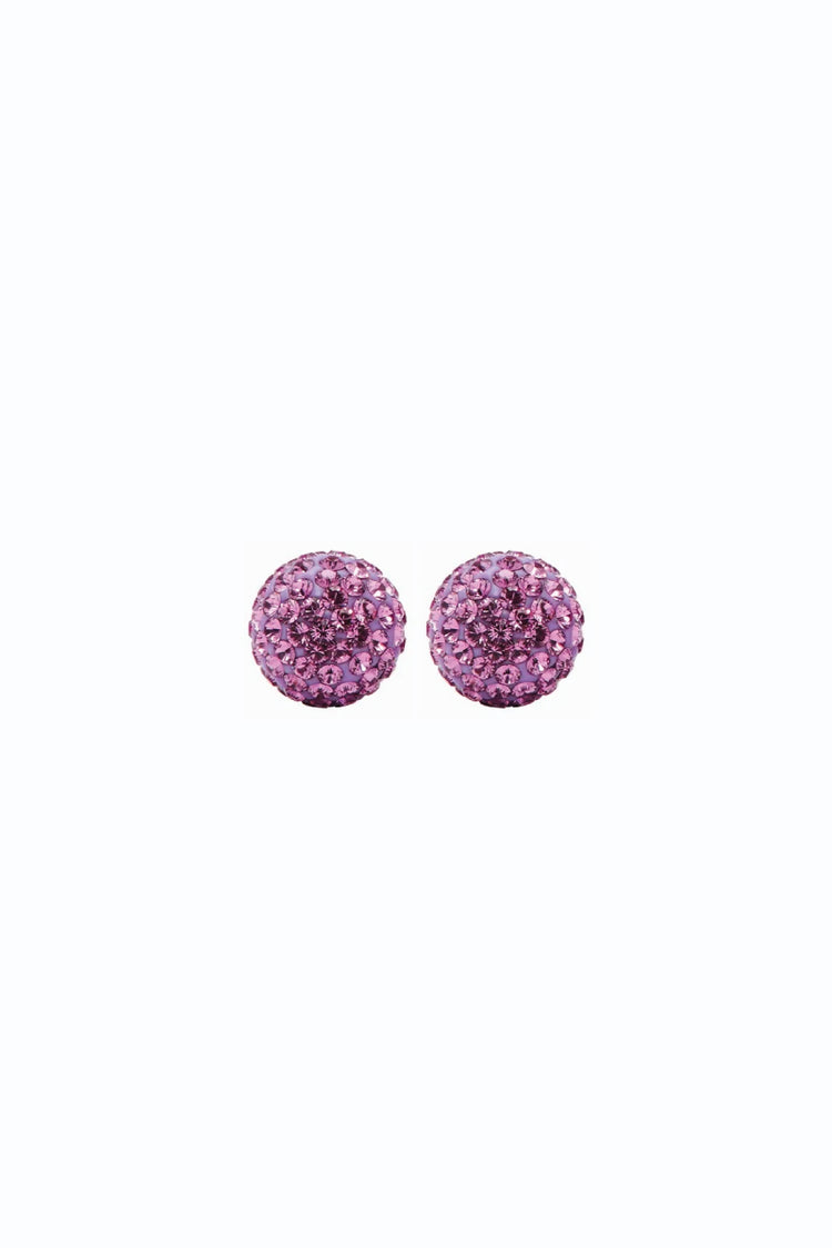 8mm Sparkle Ball Earrings - Amethyst Crystal - PUR