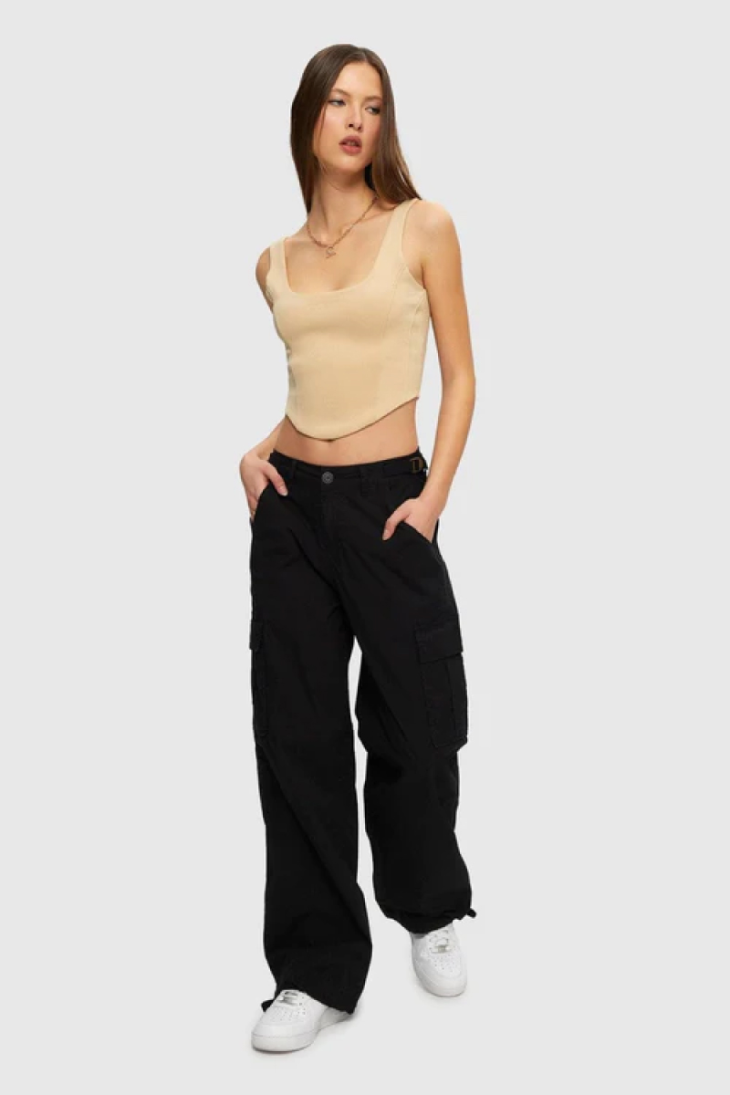 90's Cargo Wide Leg Pants - BLK