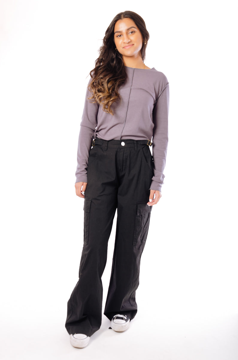 90's Cargo Wide Leg Pants - BLK