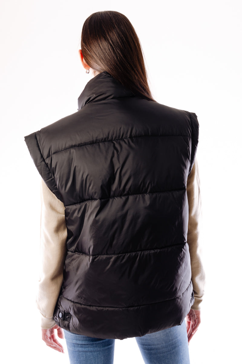 Ash Quilted Boxy Vest - BLK