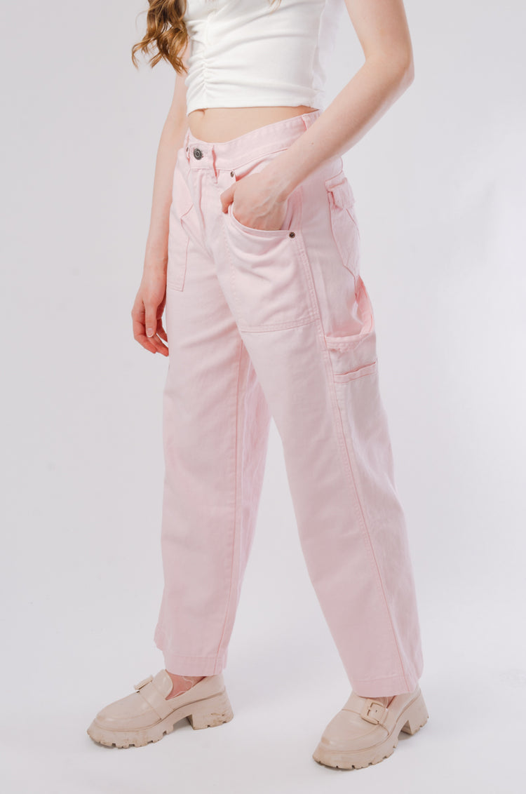 Baggy Low Rise Carpenter Pants - PNK