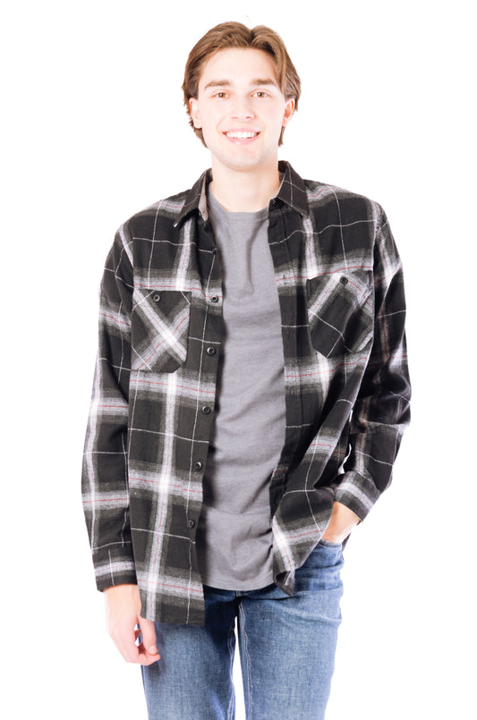 Buffalo Plaid Flannel Shirt - BLK