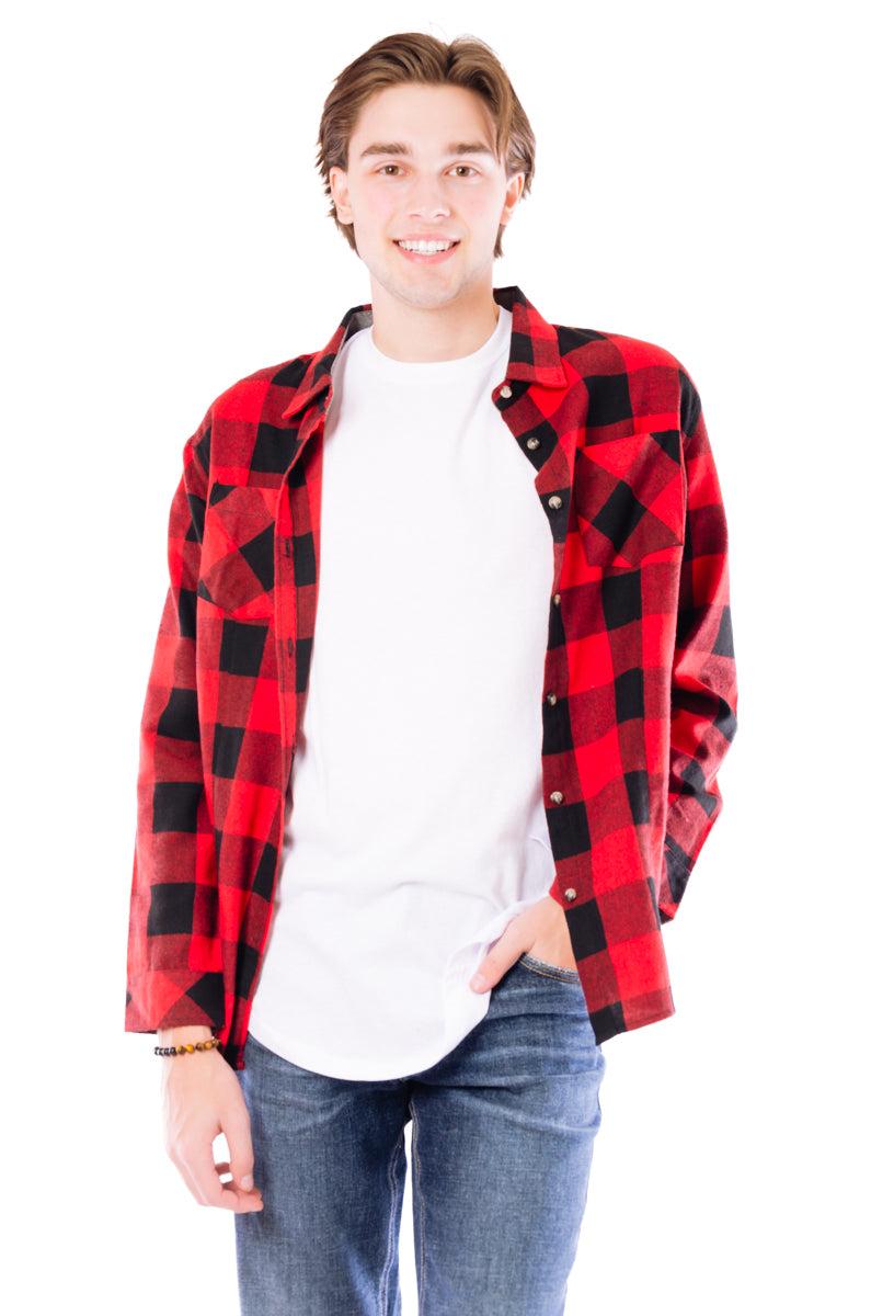 Buffalo Plaid Flannel Shirt - RED