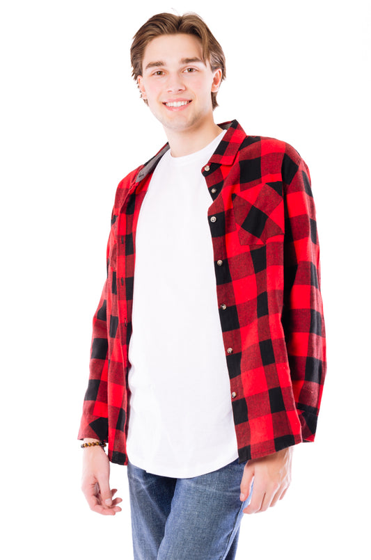 Buffalo Plaid Flannel Shirt - RED