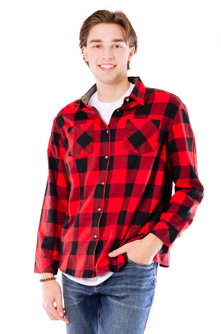 Buffalo Plaid Flannel Shirt - RED