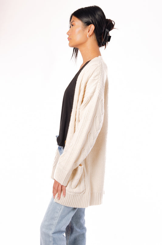 Cable Heart Cardigan - WHT