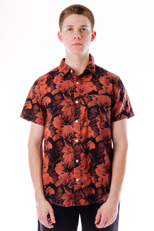 Charter Print Short Sleeve Woven Shirt - BLK