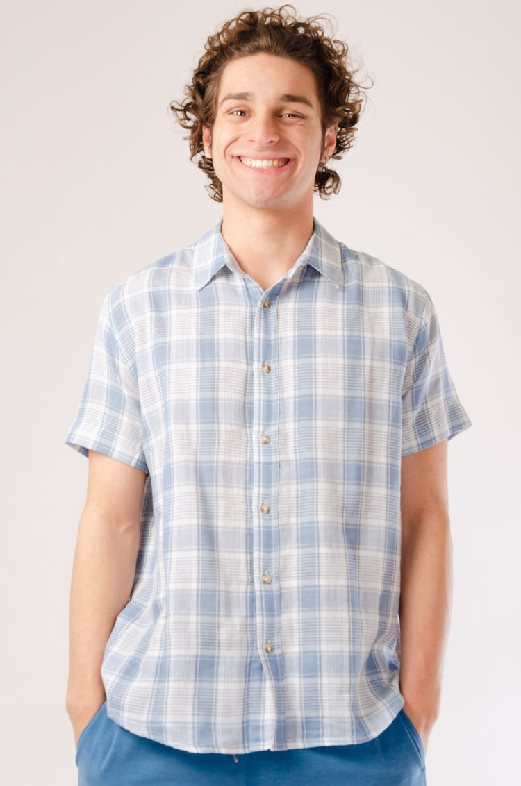 Check Short Sleeve Shirt - BLU