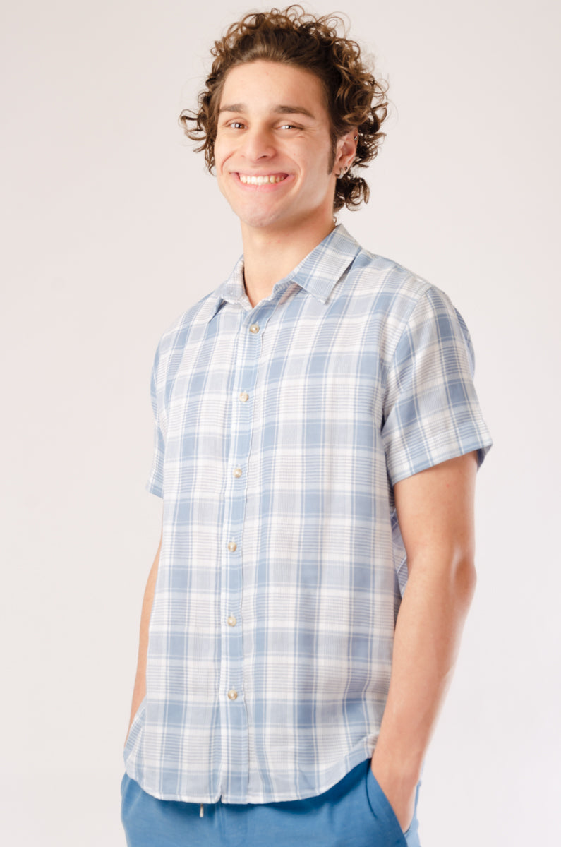 Check Short Sleeve Shirt - BLU