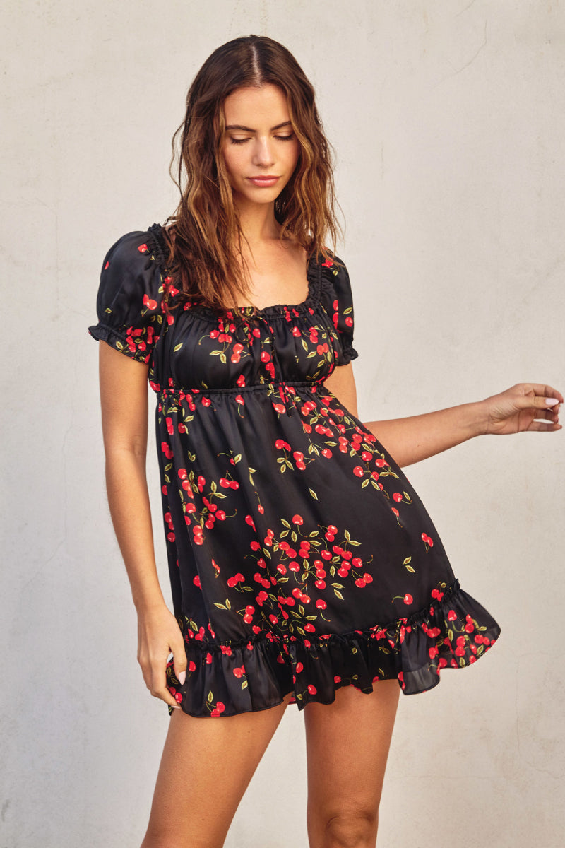 Cherries Ruffled Dress - CHY