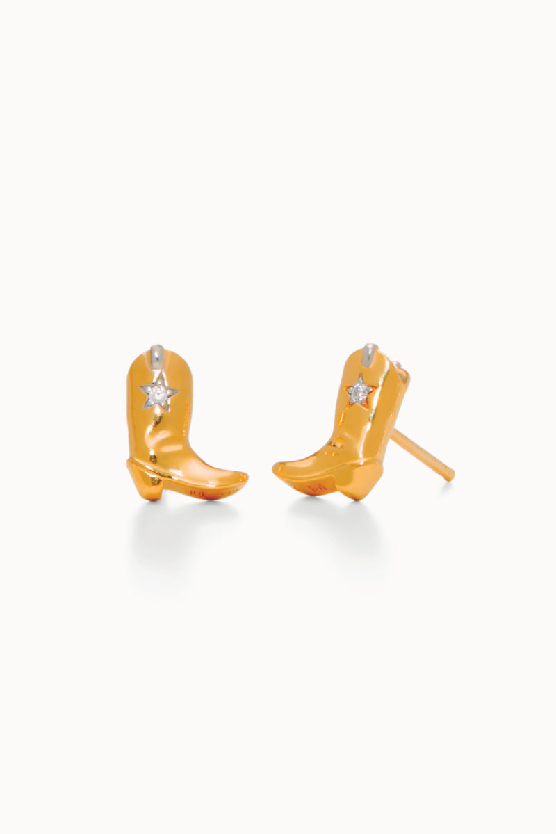 Cowboy Boot Stud Earrings - GLD