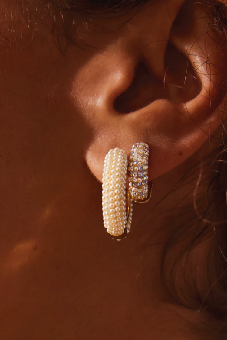 Cream Pearl Hoop Earrings - PRL