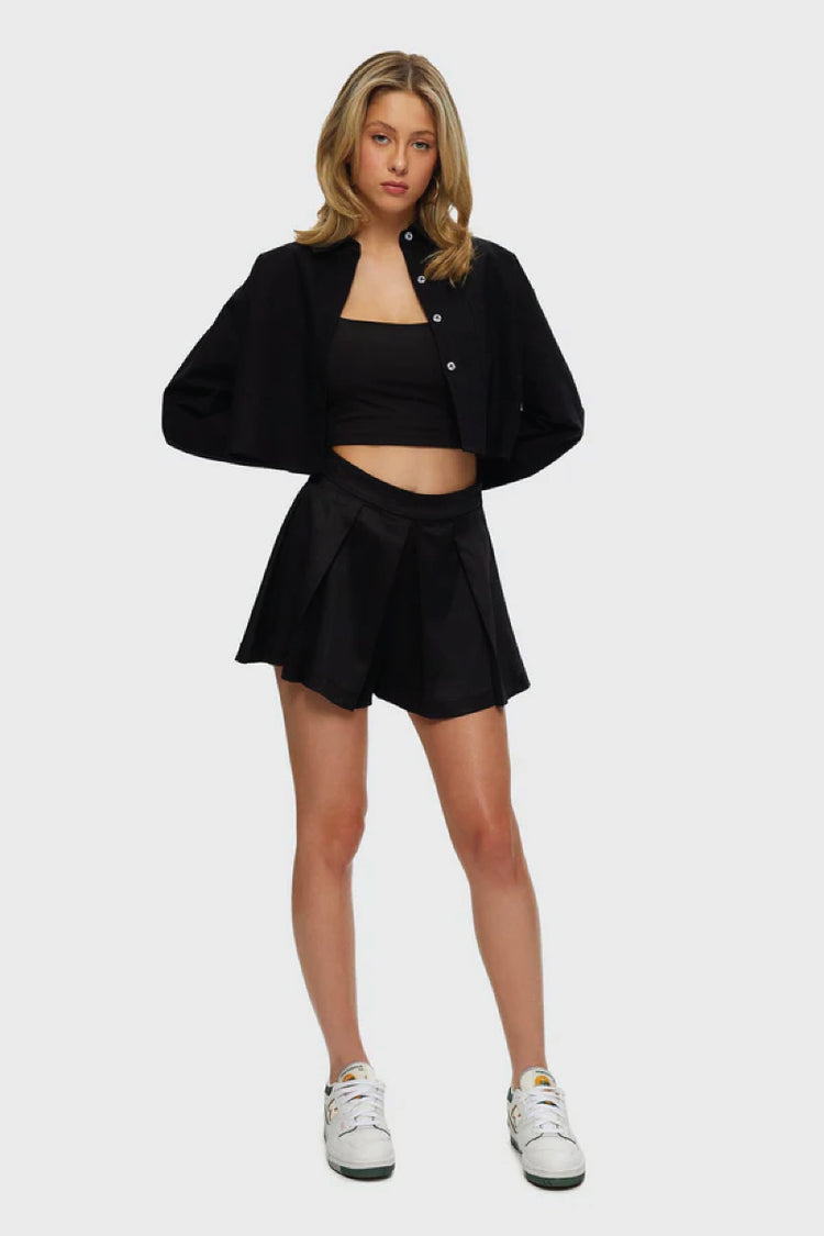 Cropped Oxford Shirt - BLK