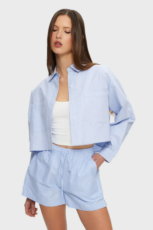 Cropped Oxford Shirt - BLU