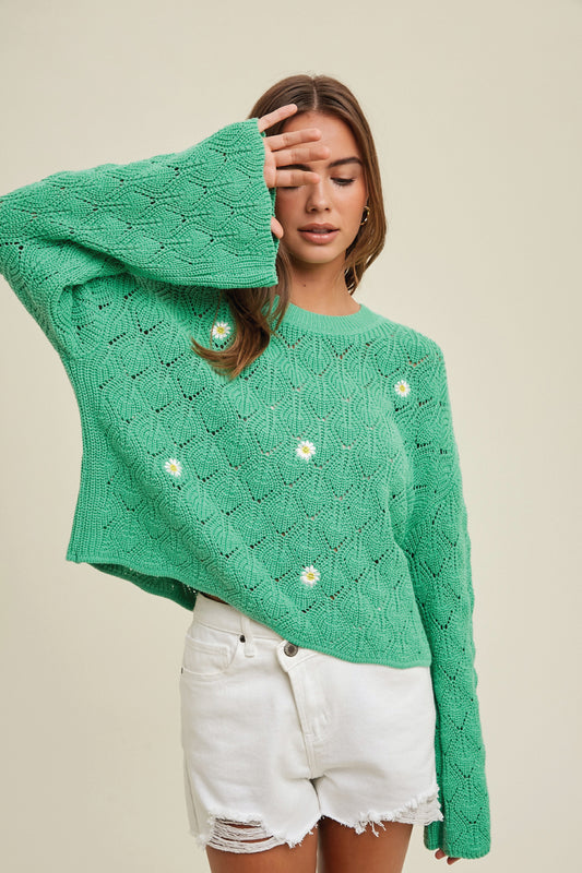 Daisy On My Mind Sweater - GRN