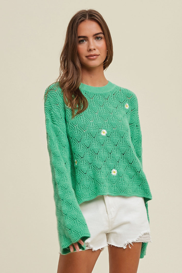 Daisy On My Mind Sweater - GRN