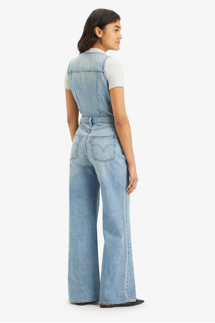 Denim Vest Wide Leg Jumpsuit - 32