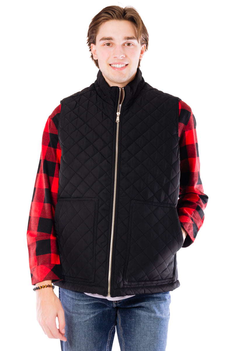 Diamond Quilted Vest - BLK