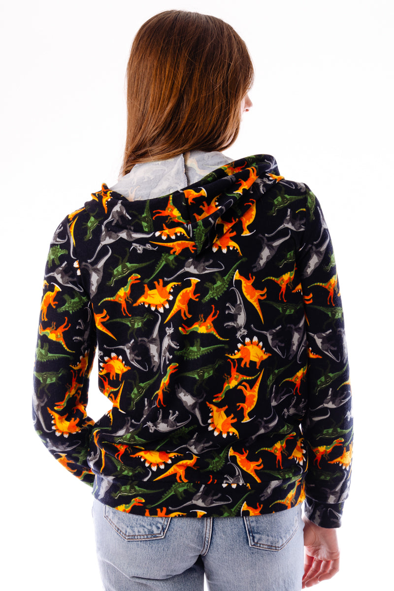 Dinosaur Zip-Up Hoodie - BLK