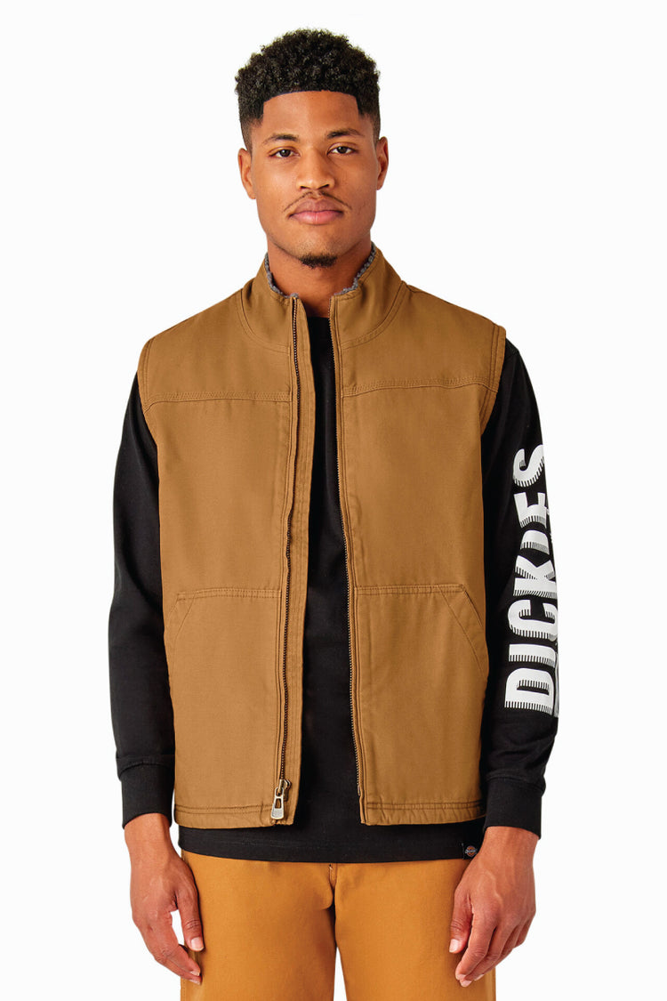 Duck Canvas Sherpa Vest - BRN