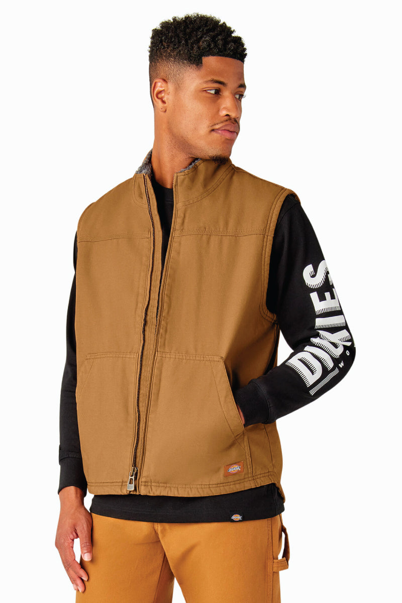 Duck Canvas Sherpa Vest - BRN