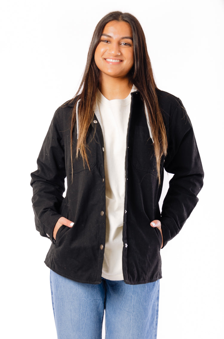 Duck Hooded Shirt Jacket - BLK