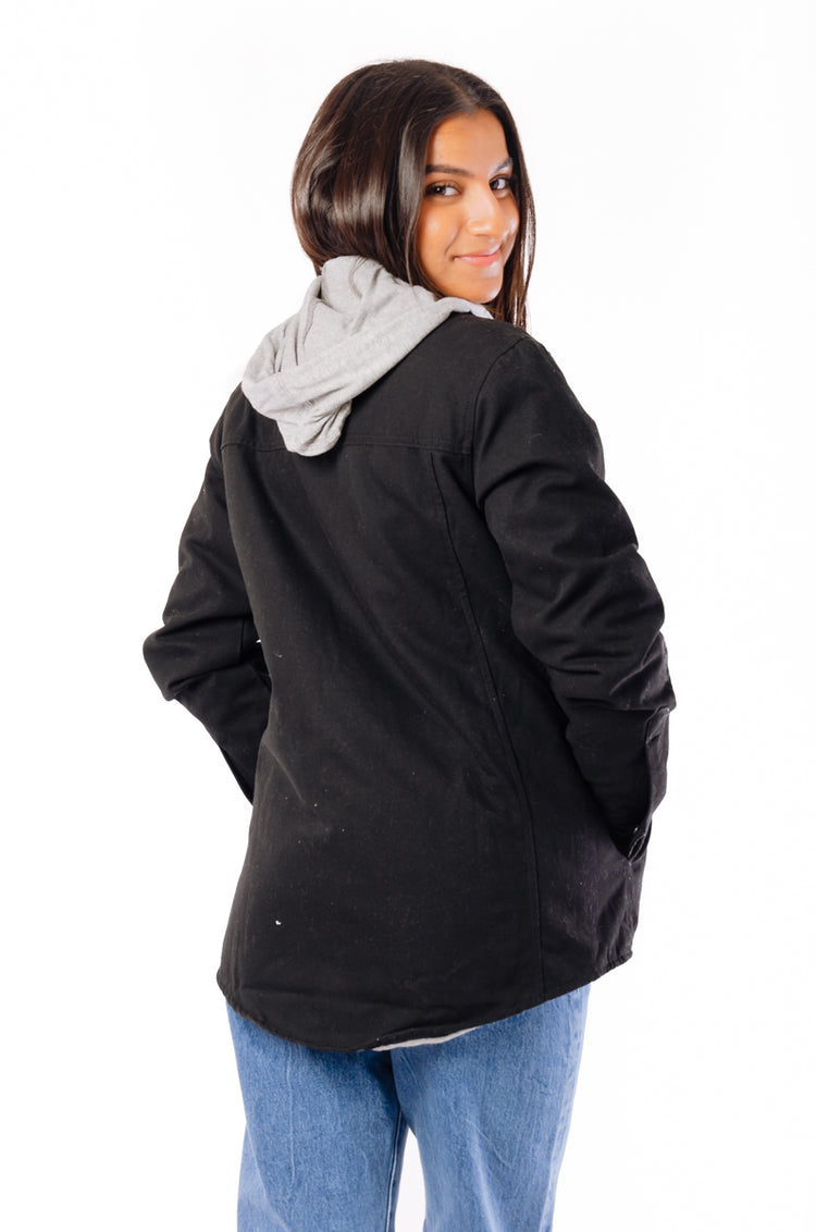 Duck Hooded Shirt Jacket - BLK