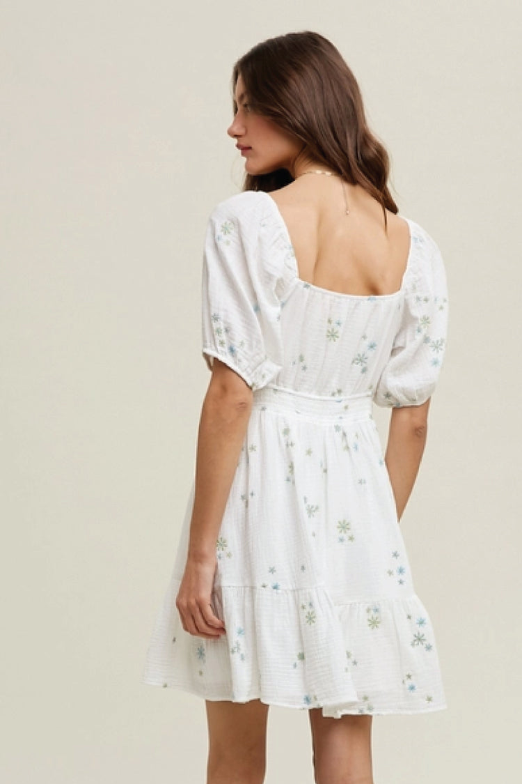 Embroidered Floral Mini Dress - CRM