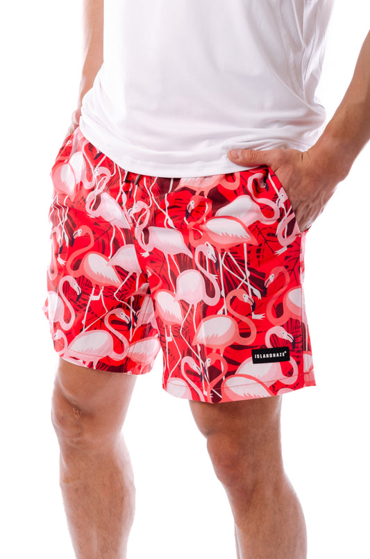 Flamingo Fire Shorts - RED