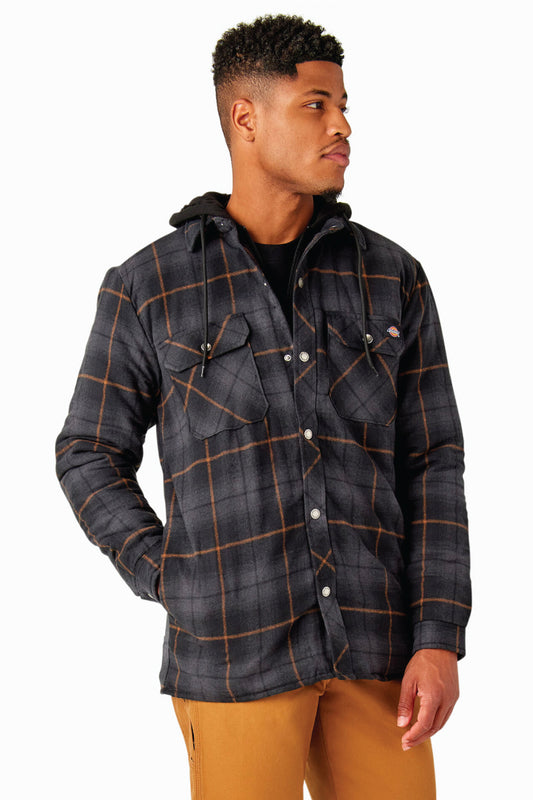 Flannel Hooded Jacket - BLK