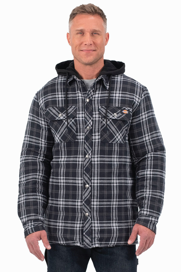 Flannel Hooded Jacket - BLK