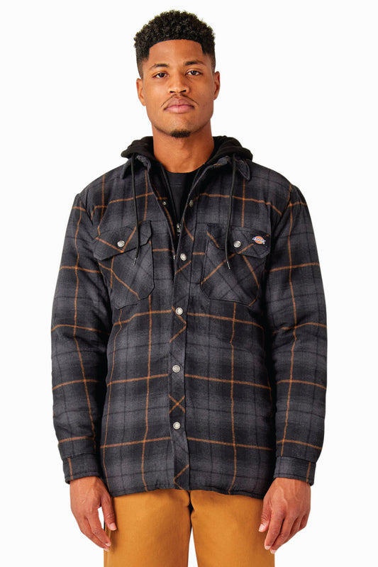 Flannel Hooded Jacket - BLK