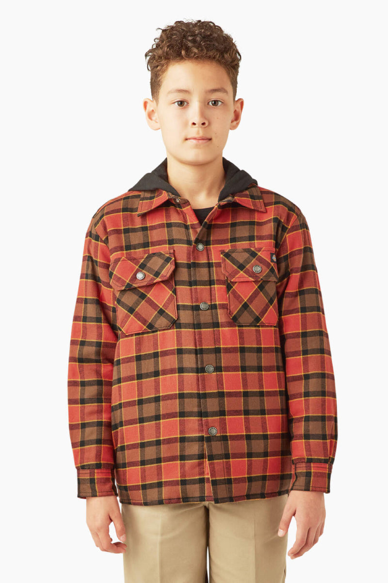 Boys Flannel Shirt Jacket - RED