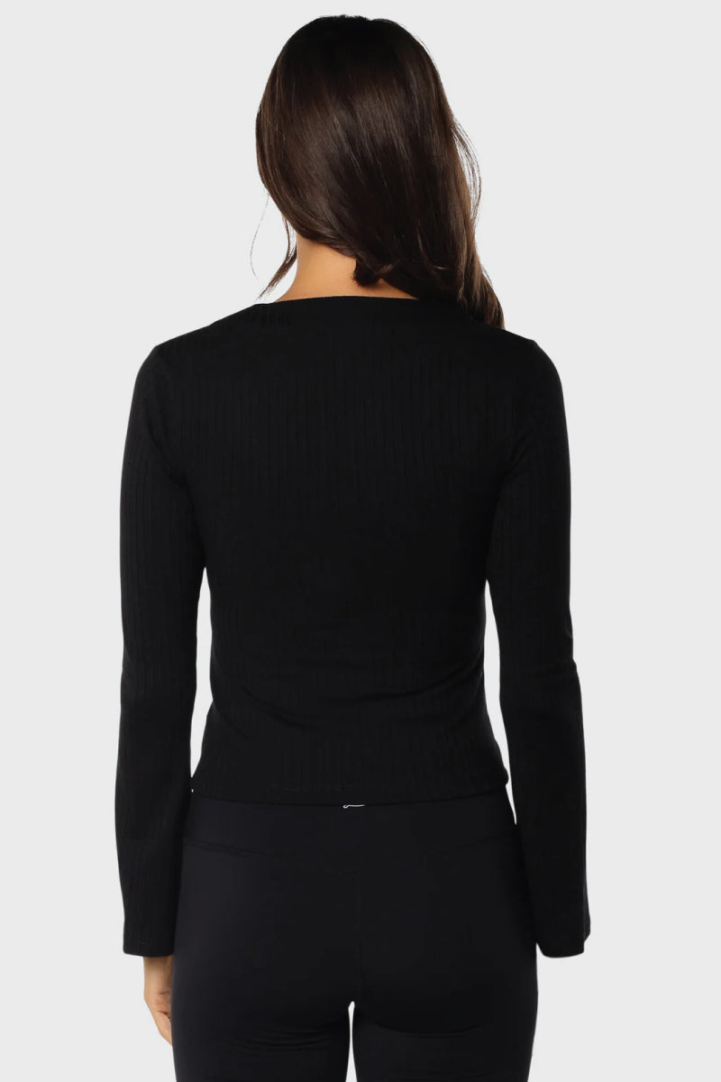 Flared Cuff Long Sleeve Shirt - BLK