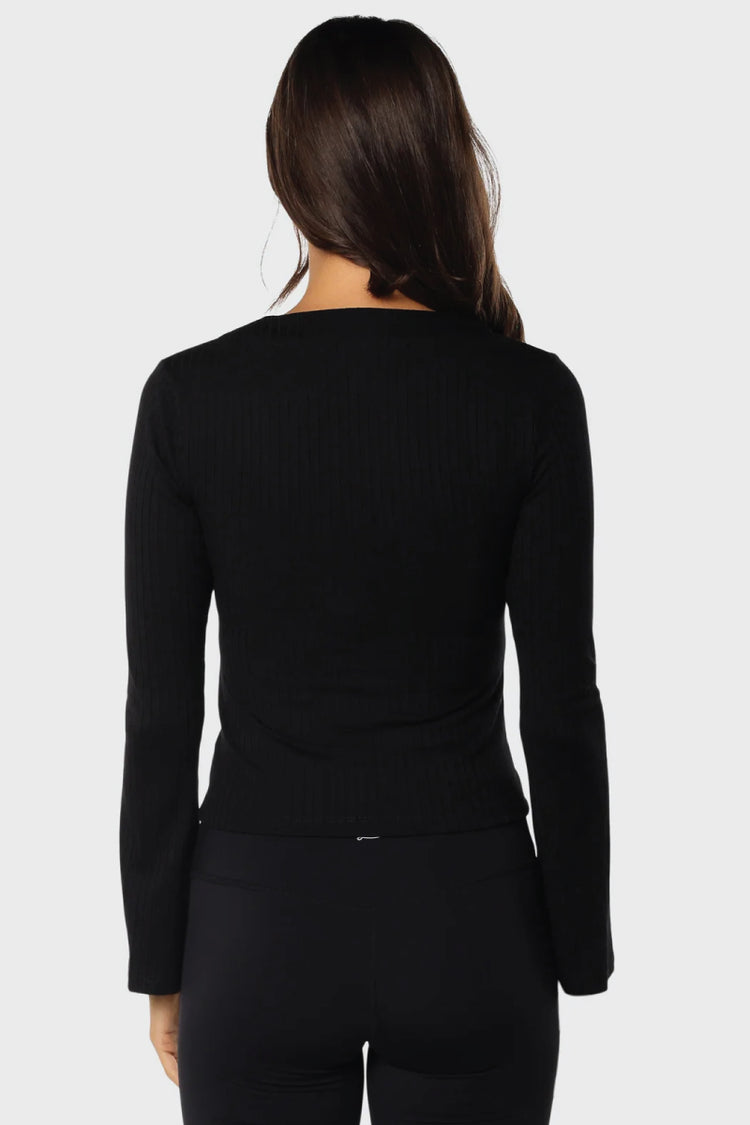 Flared Cuff Long Sleeve Shirt - BLK