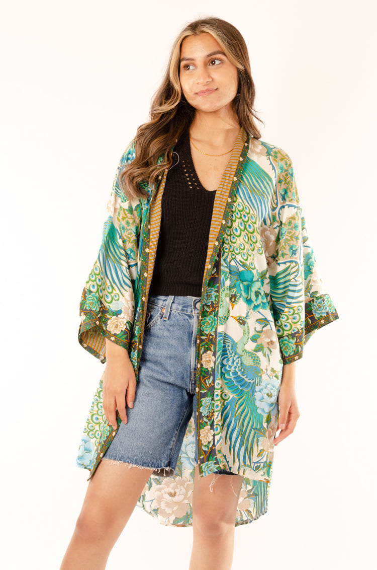 Floral Bird Kimono - GRN