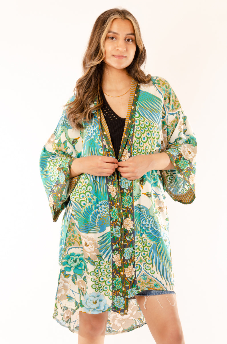 Floral Bird Kimono - GRN