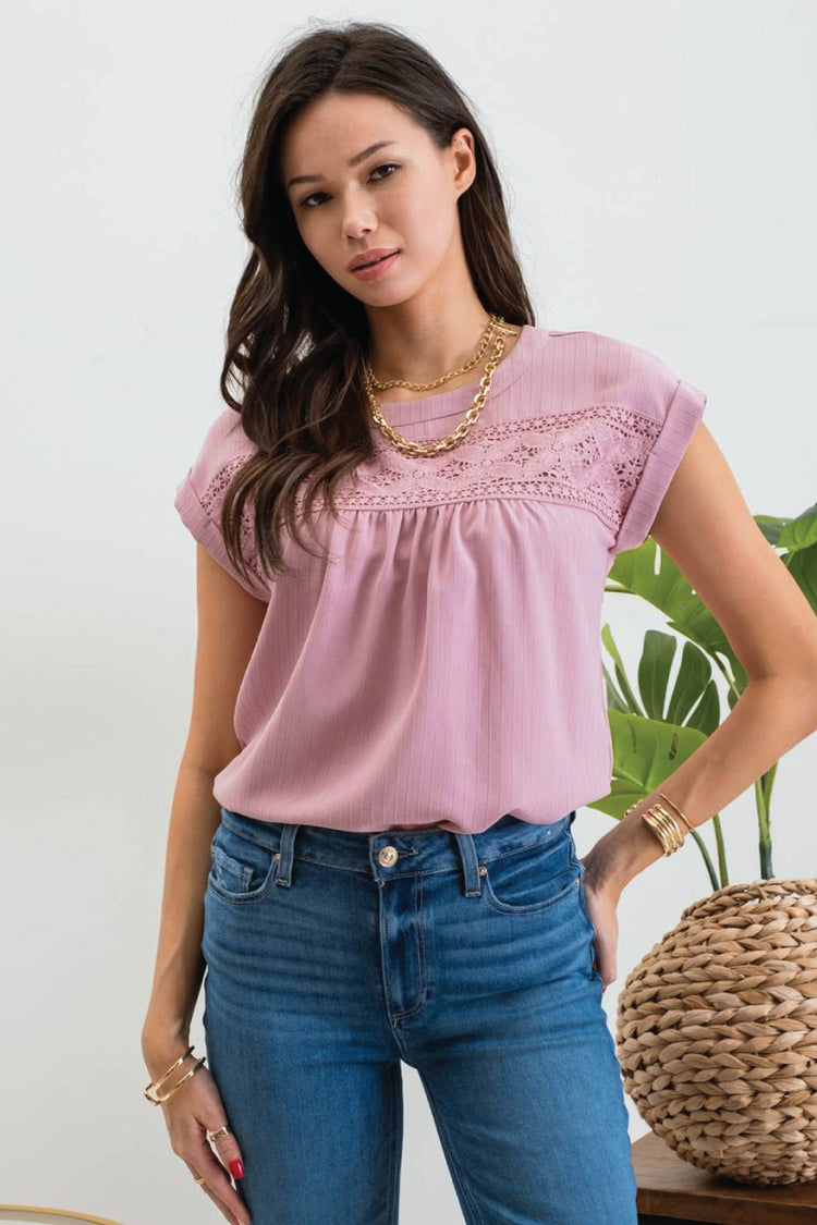 Floral Eyelet Top - PNK