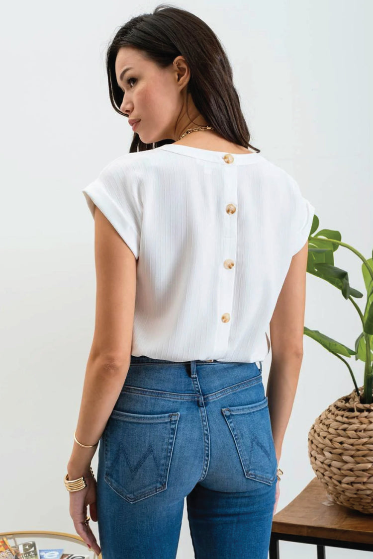 Floral Eyelet Top - WHT