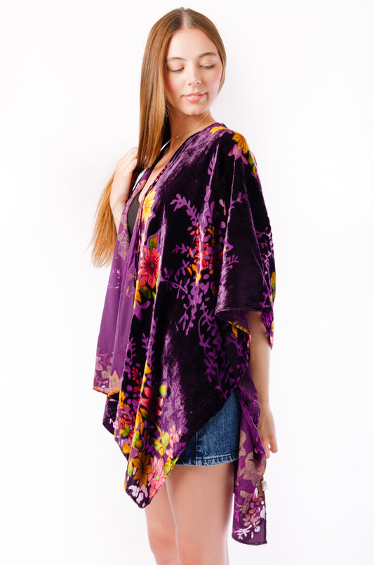 Floral Velvet Kimono - PUR