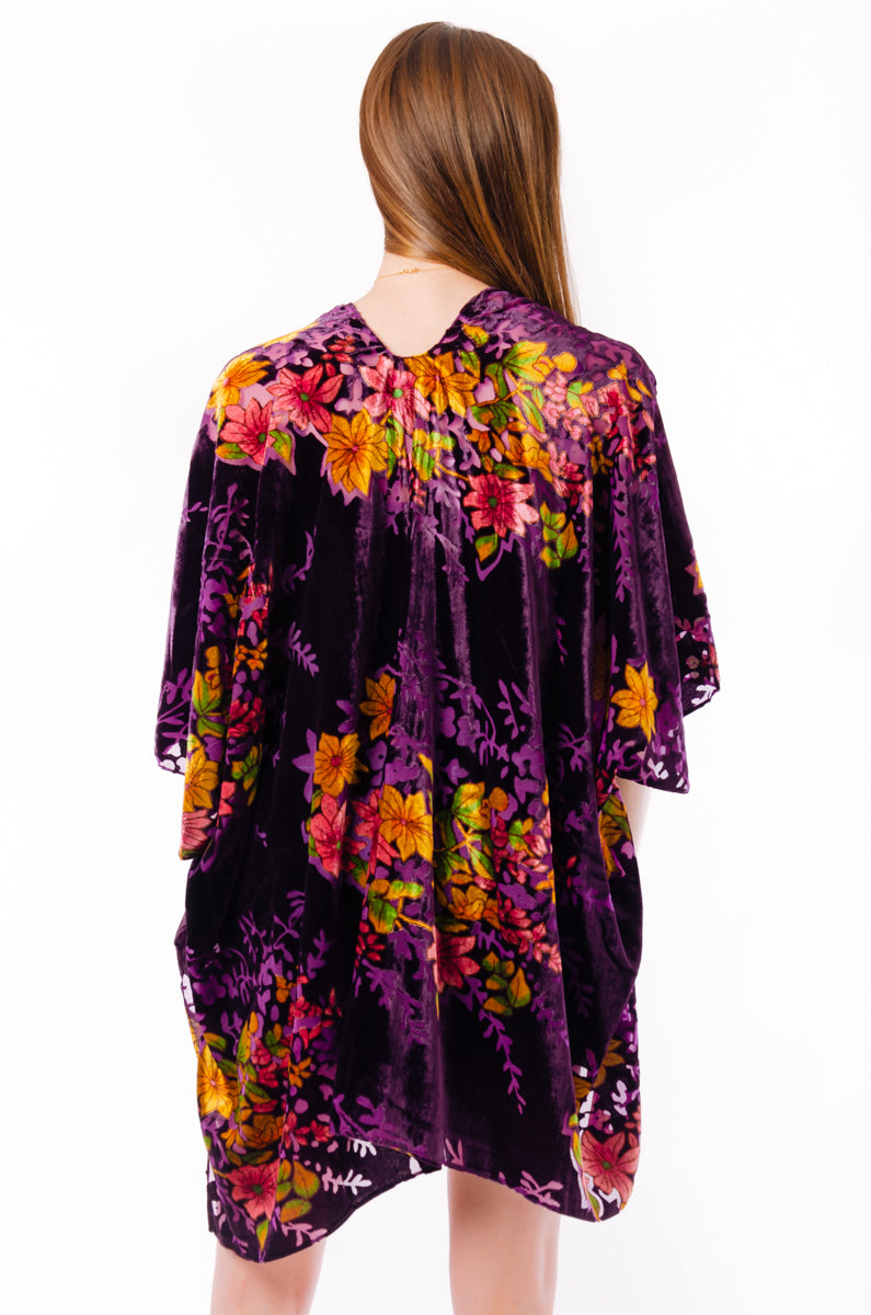 Floral Velvet Kimono - PUR