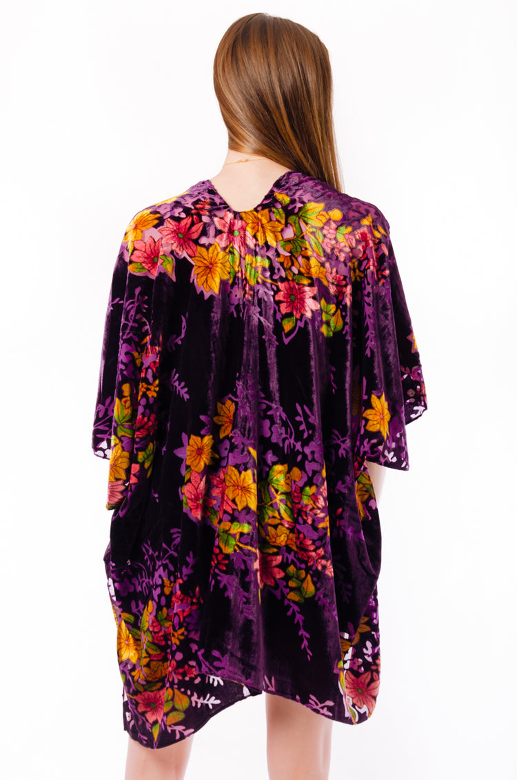 Floral Velvet Kimono - PUR