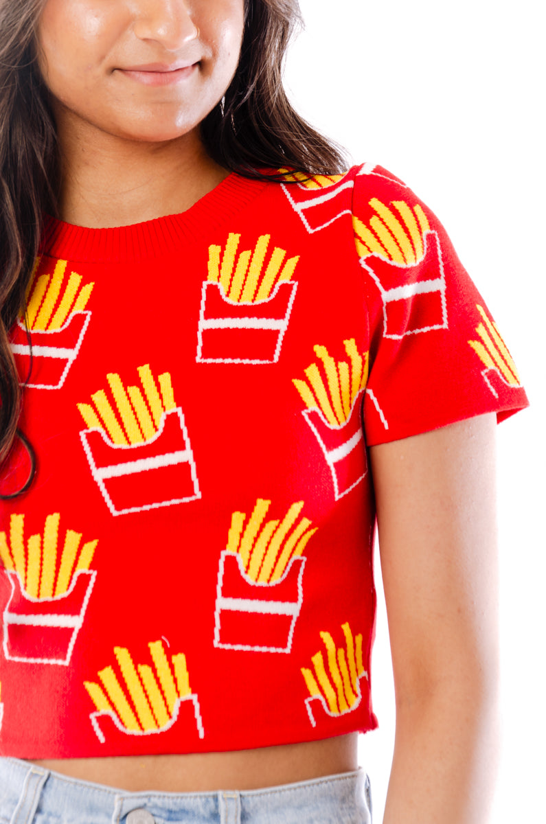 French Fries Crop Tee - RED