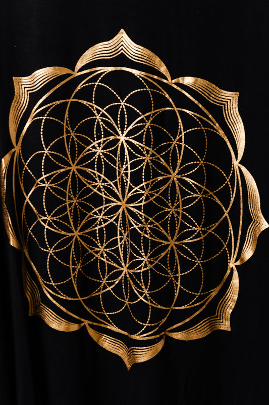 Gold Seed Of Life Flowy Tank - BLK