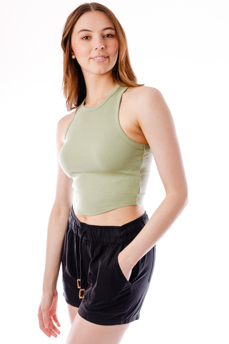 Halter Racer Crop Tank - GRN