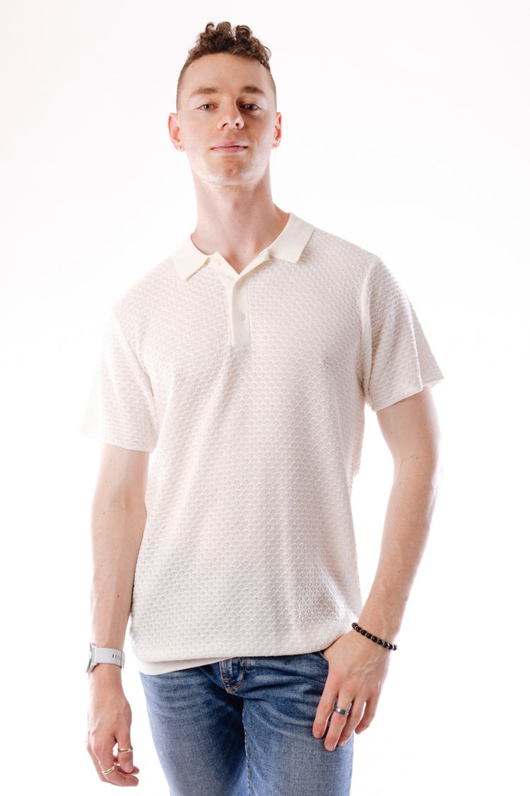 Knitted Polo Shirt - WHT