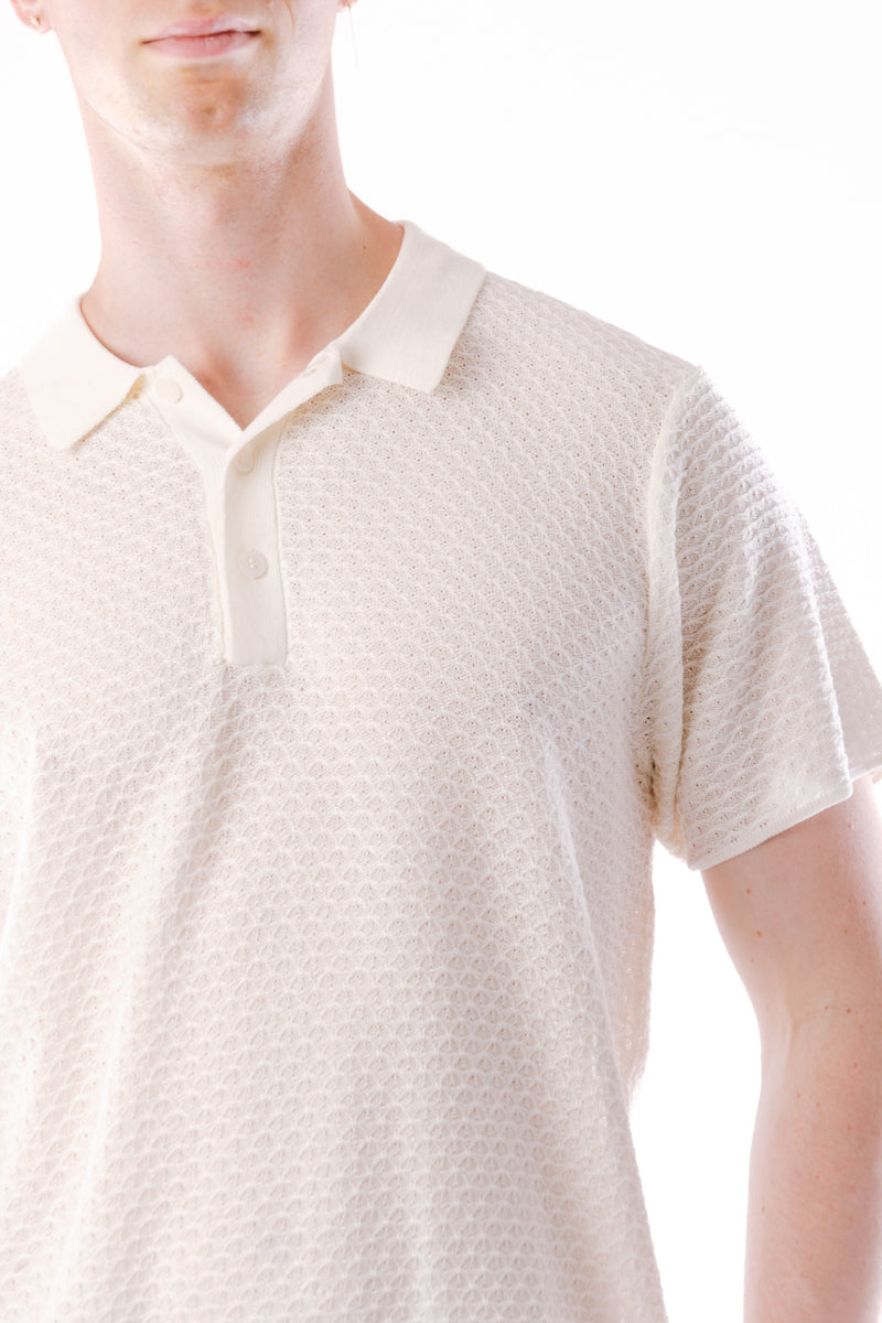 Knitted Polo Shirt - WHT